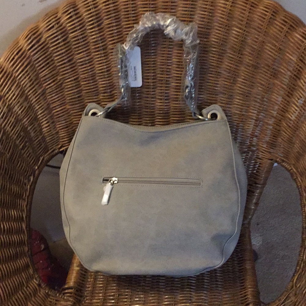 Gray with Silver Faux Leather Large Hobo Bag NEW - Picture 2 of 6
